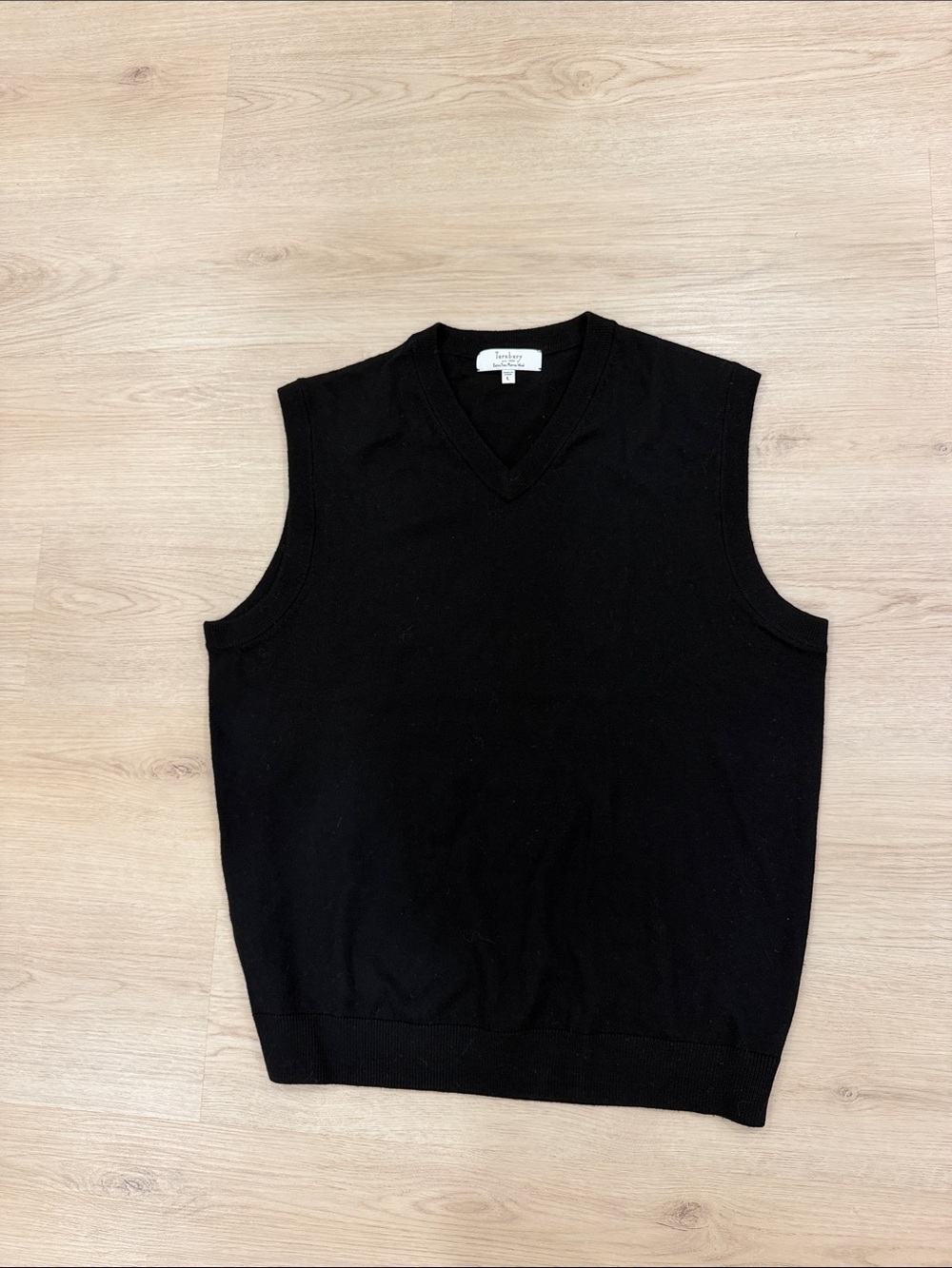 Turnbury Merino Wool Large Black V-Neck Sweater Vest - Unbranded
